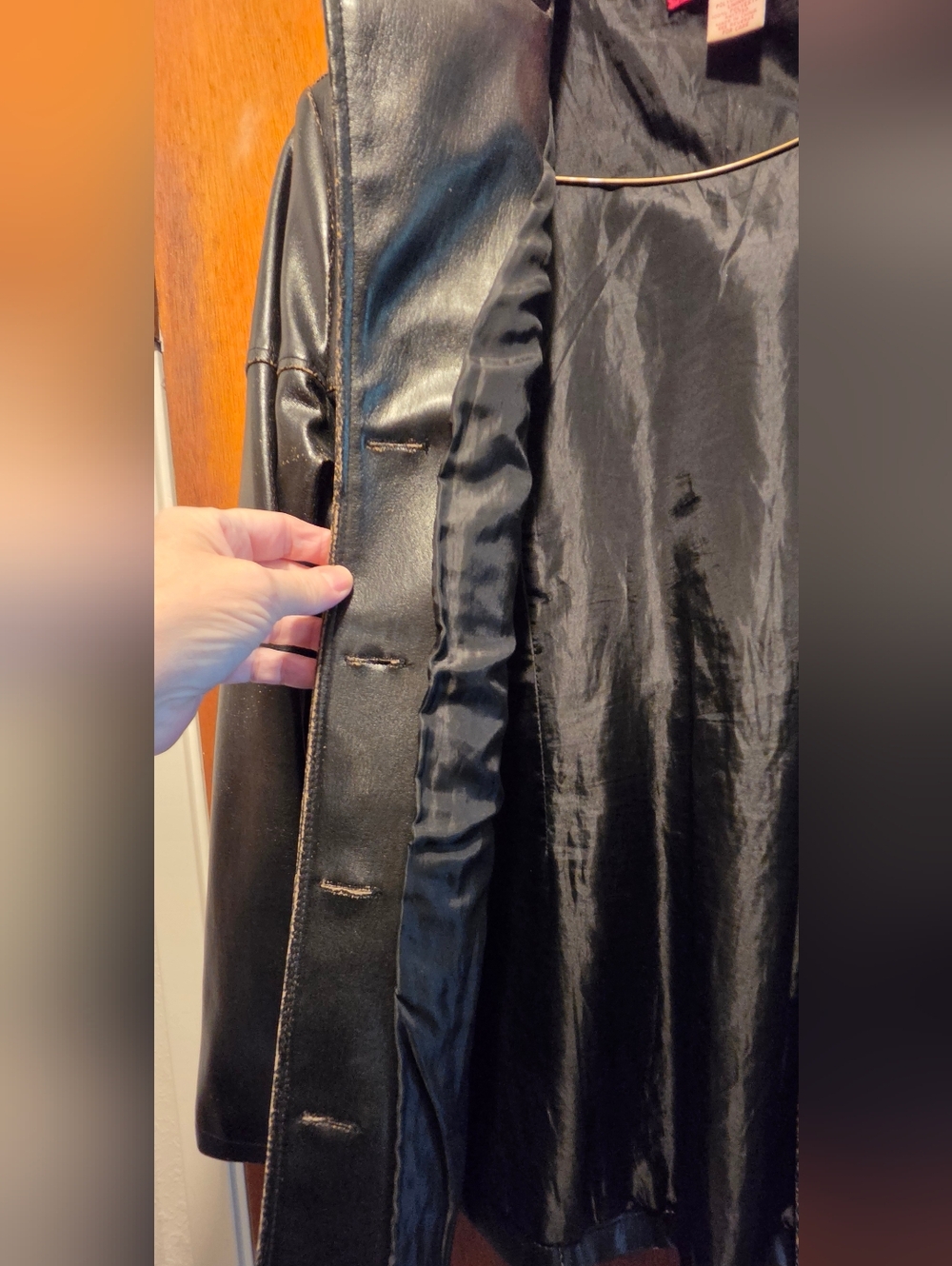 Xhilaration Black Faux Leather Belted Jacket SzXL - Picture 5 of 9